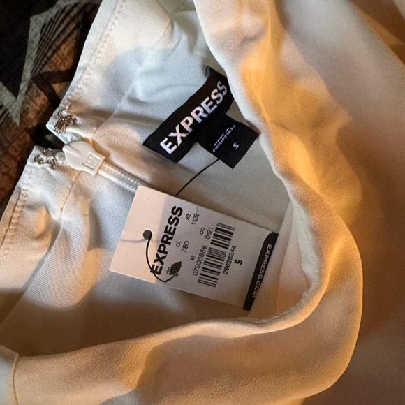 Express Ivory Draped Mock Neck Midi Sheath Dress - Picture 6 of 6